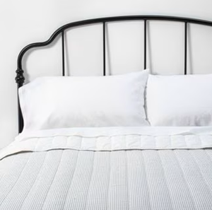 lot 381 image: Hearth & Hand with Magnolia FullQueen Microstripe Quilt Sour CreamRailroad
