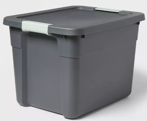 lot 453 image: LOT OF 3 - Latching Storage Tote - Brightroom Stackable Gray Utility Bin