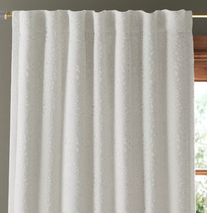 lot 458 image: 50in x 108 - Blackout Embossed Velvet Curtain Panel Ivory - Threshold