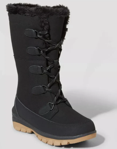 lot 463 image: Womens Carla Tall Winter Boots Universal Thread Jet Black WATERPROOF Size 5 US