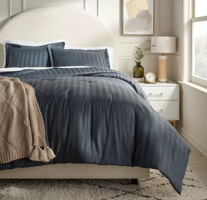 lot 476 image: 3pc Luxe Striped Damask Comforter and Sham Set - Threshold
