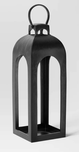 lot 479 image: Cast Aluminum Outdoor Lantern Candle Holder Black - Threshold 22.5 x 7.7 in