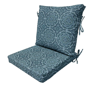 lot 487 image: Better Homes & Gardens 20 x 20 Premium Blue and Green Medallion Outdoor Dining Chair Cushion