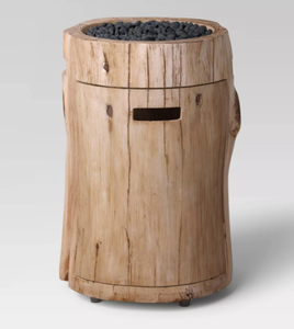lot 29 image: Large LP Round Outdoor Column Fire Pit WeatheredNatural Finish - Threshold