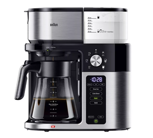 lot 32 image: Braun MultiServe Plus 10-Cup Pod Free Drip Coffee Maker, 7 Brew Sizes  Hot & Cold Brew, KF9250BK Stainless Steel