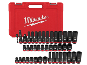 lot 34 image: 43PCS Milwaukee SHOCKWAVE Impact Duty 38 Drive SAE & Metric Deep 6 Point Socket Set 49-66-7009