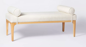 lot 75 image: Randolph Bench with Bolster Pillows Linen - Threshold