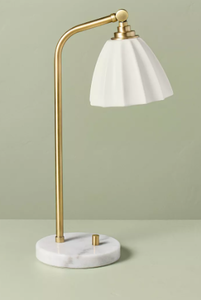 lot 151 image: 20.75 Fluted Ceramic Table Lamp with Marble Base - Hearth & Hand