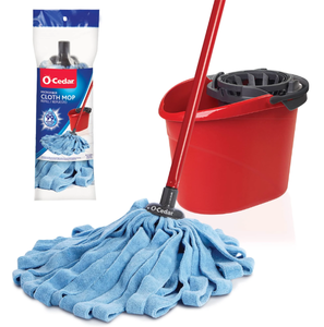 lot 167 image: LOT OF 2 O-Cedar Microfiber Cloth Mop & QuickWring Bucket with Extra Refill