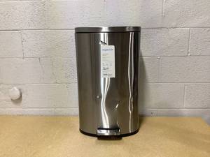 lot 420 image: 45L D Shape Step Trash Can - Brightroom Stainless Steel, 13 Gallon, Kitchen Garbage Can