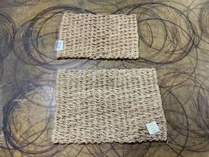 lot 129 image: 2PCS Basket Weave Jute Doormat Natural - Hearth & Hand