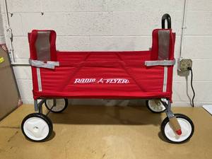 lot 138 image: Radio Flyer 3 in 1 EZ Fold Wagon with Canopy - Red Steel & Nylon, 150 lb Capacity
