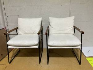 lot 149 image: LOT OF 2 Cushioned Metal & Wood Accent Arm Chair - Hearth & Hand
