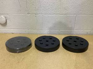lot 481 image: LOT OF 3 - Weighted plates, 12.5, 12.5, 10lbs