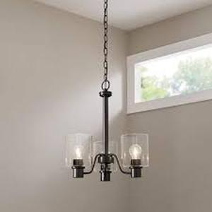 lot 25 image: Hampton Bay Castleford 3-Light Oil Rubbed Bronze Transitional Classic Chandelier for Dining Areas with No Bulbs Included   Customer Returns See Pictures