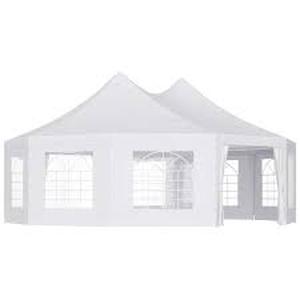 lot 35 image: Outsunny 21 ft x 29 ft White Large 10-Wall Event Wedding Gazebo Canopy Tent with Open Floor Design and Weather Protection  Customer Returns See Pictures