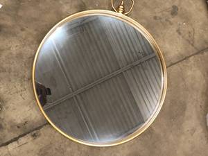 lot 3 image: StyleWell Medium Round Gold Classic Accent Mirror with Handle (32.5 in. H x 27.5 in. W)  Customer Returns See Pictures