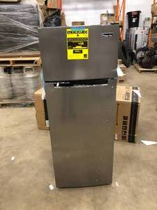 lot 5 image: Magic Chef 7.3 cu. ft. 2-Door Mini Fridge in Platinum Steel with Freezer Damaged   Customer Returns See Pictures