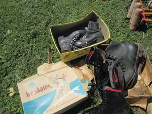 lot 53 image: Trio of Vintage black ice skates...