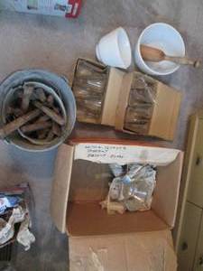 lot 96 image: Vintage glass, wood handles, metal ...