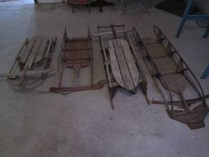 lot 106 image: Quartet of vintage metal and wood s...