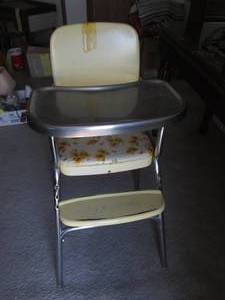 lot 150 image: Vintage metal baby high chair with ...