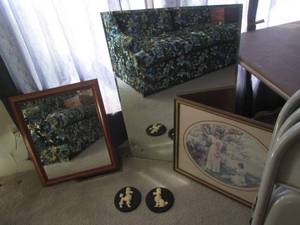 lot 158 image: Large Beveled 24x36in mirror, wood ...