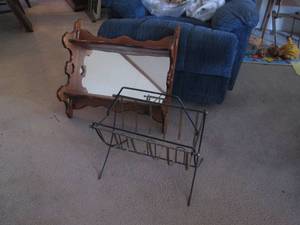 lot 170 image: Metal frame magazine rack with Deco...
