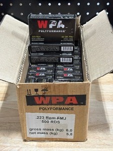 lot 4 image: Wolf .223 Rem Full Metal Jacket Ammo 500 Rounds