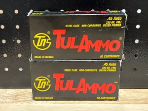 lot 5 image: Tulammo .45 Auto Full Metal Jacket Ammo 100 Rounds
