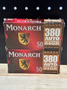 lot 21 image: Monarch .380 Auto Full Metal Jacket 100 Rounds
