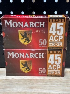 lot 28 image: Monarch .45 ACP Total Metal Jacket Ammo 100 Rounds