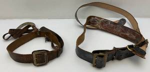 lot 7 image: Two Vintage  Military Leather Belts Possible WWI Or Cavalry