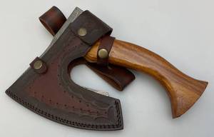 lot 27 image: Hand Forged Dellinger Handy Viking Style Tomahawk AxeHatchet With Leather Case