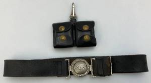 lot 44 image: Vintage WWII Military Police Belt With Buckle & Ammo Pouch