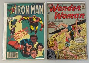 lot 59 image: 12 CENT DC Comic WONDER WOMAN #137 & 1984 Marvel IRON MAN #184 Newstand (Bagged & Carded)