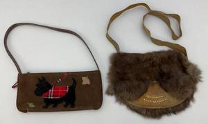 lot 105 image: Vintage Native American Made Deer Skin And Rabbit Beaded Purse & Vintage Scottie Dog Adorned Purse