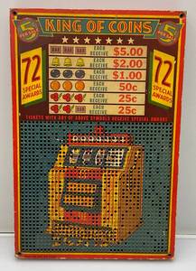 lot 107 image: Vintage 1950s-60s Gamble Punch Board King Of Coins