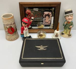 lot 109 image: Misc. Collectibles Including Hardware Hank Bobble Head, Coca-Cola Mirror And More