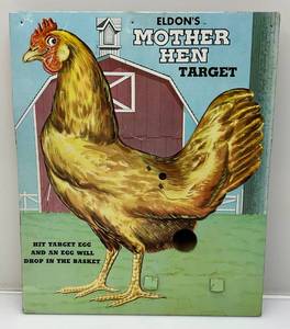 lot 143 image: Vintage 1940s Tin Litho Eldons Mother Hen Target Game (Missing Pieces)
