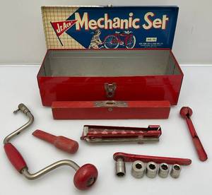 lot 152 image: 1960s-70s Jr. Ace Mechanic Set No.73 In Original Metal Tool Box (Seems Complete)
