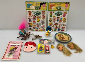 lot 166 image: Vintage Toys & 1983 Puffy Stickers (NIB) 1966 BARBIE Heads  And More