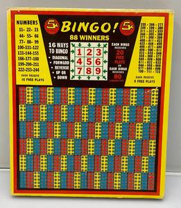 lot 178 image: 1950s - 60s Gambling Pounch Board 5 Cent BINGO (Unpunched)