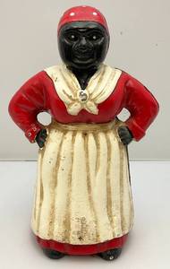 lot 198 image: Large 11 Tall Heavy Cast Iron Two Piece Aunt Jemima Bank (Very Cool)