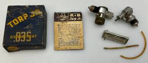 lot 231 image: Vintage 1950s-60s K&B TORPEDO JR .035 Displacment Model Airplane Engines In Original Box & Fuel Tank