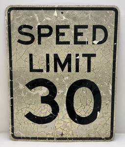 lot 233 image: Vintage Speed Limit 30 Aluminum Reflective Sign 24 x 30