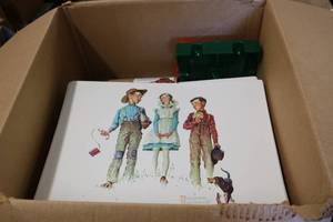 lot 161 image: Box of plastic prints and scrolls...