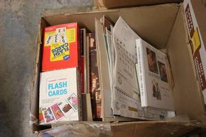 lot 165 image: Box of calendars, flash cards, fili...