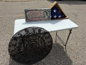 lot 37 image: American Flag & Canadian Clock Artwork