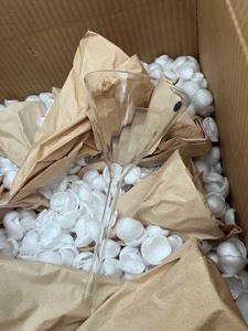 lot 14 image: Box of Convoluted Chemical Funnels Merco Brand 100mm Diameter